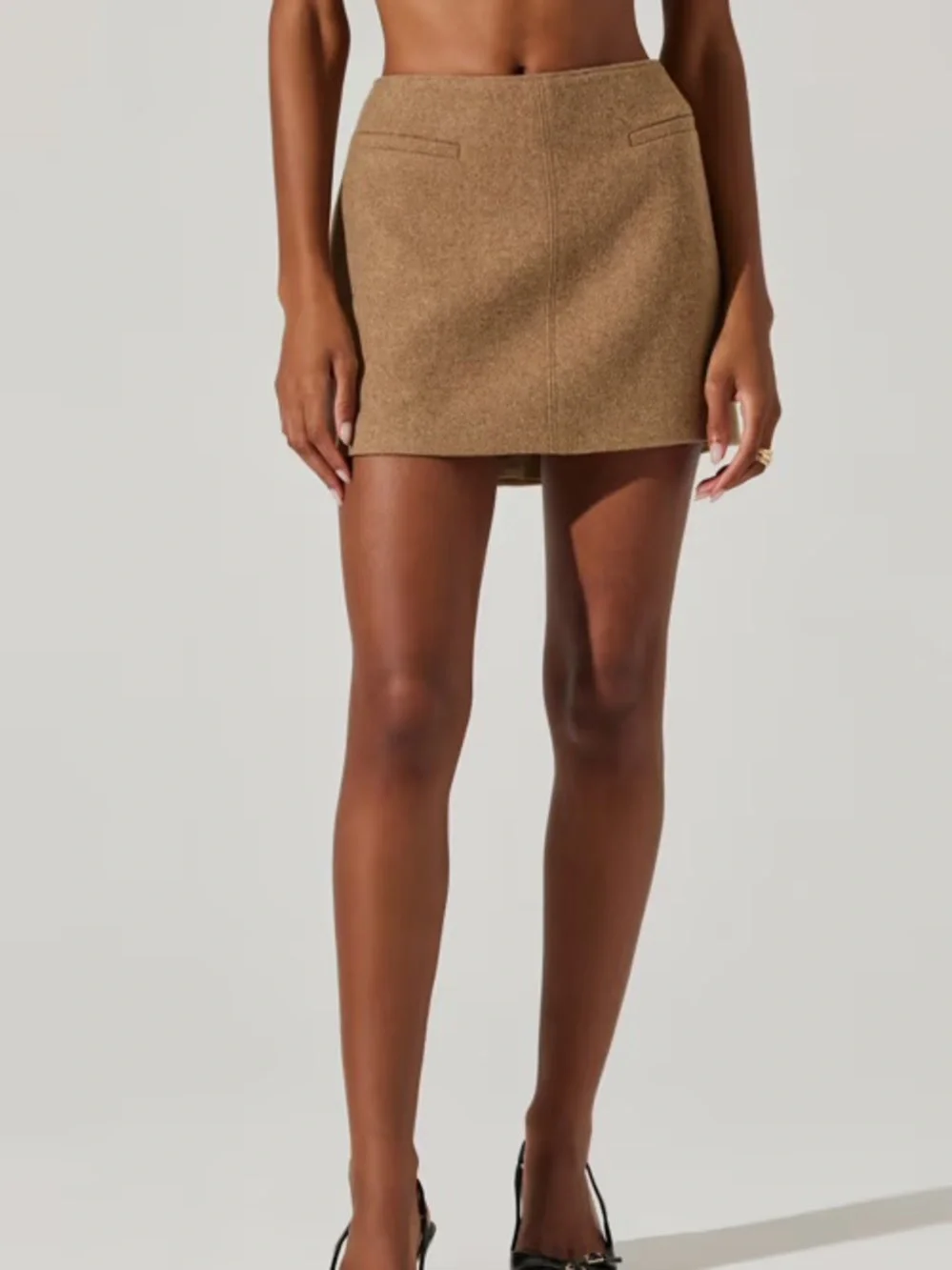 Astr The Label Laudine Wool Blend Mini Skirt in Camel